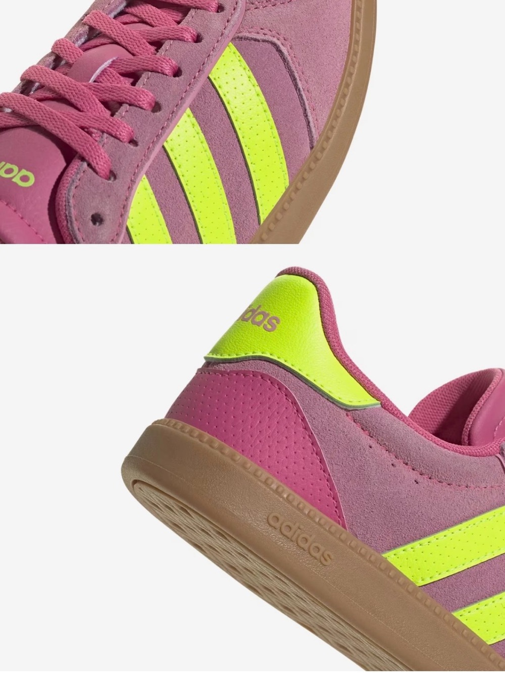 Adidas Women’s Breakneck Sleek Sneakers in Magenta and Lucid Lemon - Picture 5 of 9